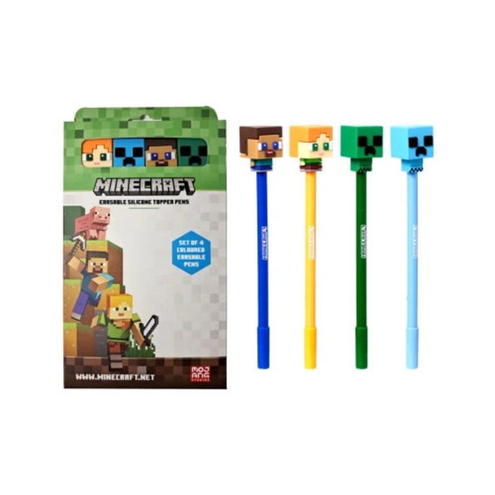 Set pixuri Puckator, 4 bucati, Minecraft, multicolor