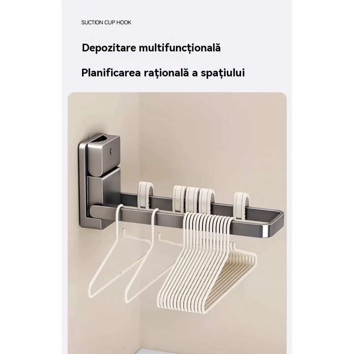 Suport autoadeziv pentru prosoape de mana, argintiu