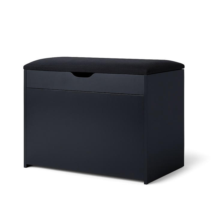 Dulap pantofi BOXIMO VAULT, cu loc de sezut și rafturi retractabile, negru, 57x30x53cm