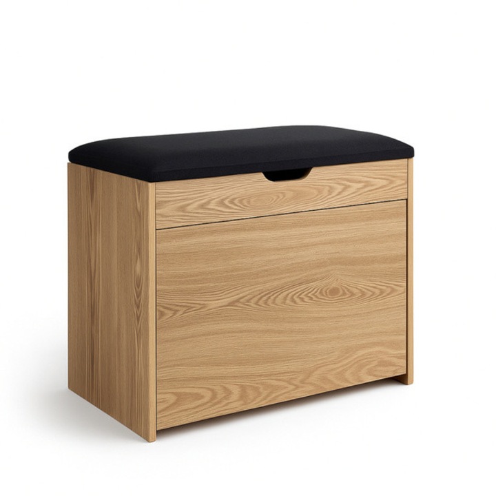 Cipősszekrény ülőkével és kihúzható polcokkal VAULT, 57 x 30 x 53 cm - barna