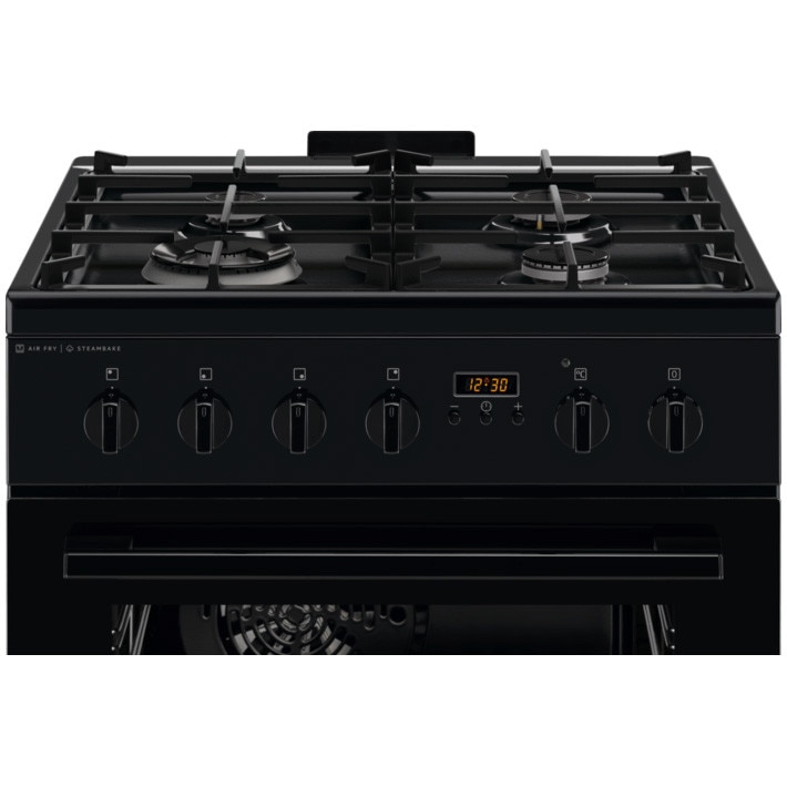 Aragaz Electrolux LKK664220K, Mixt, 4 arzatoare, SteamBake-gatire cu abur; AirFry, Autocuratare Catalitica, Timer mecanic, Aprindere integrata plita si cuptor, Grill Electric, Rotisor, Iluminare cuptor, 60 cm, Negru