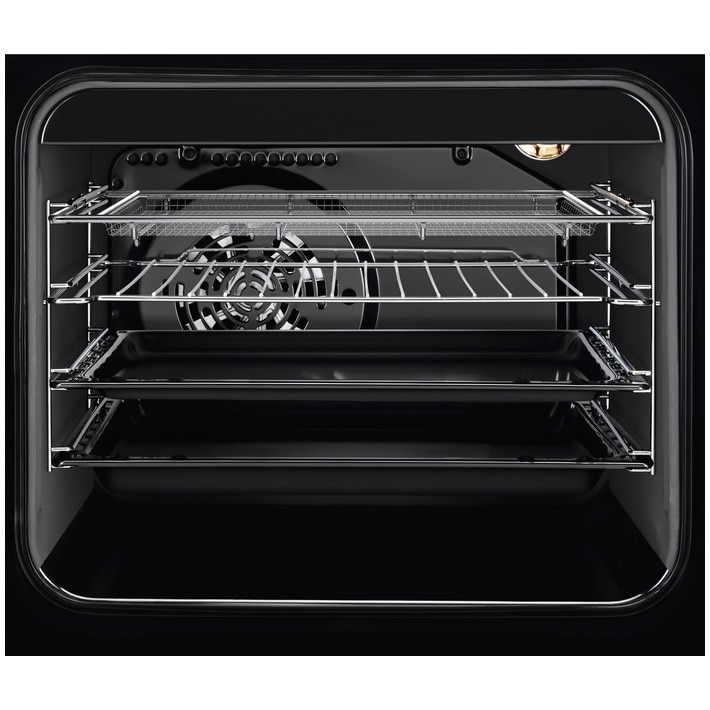 Aragaz Electrolux LKK664220W, Mixt, 4 arzatoare, SteamBake-gatire cu abur; AirFry, Autocuratare Catalitica, Timer mecanic, Aprindere integrata plita si cuptor, Grill Electric, Rotisor, Iluminare cuptor, 60 cm, Alb
