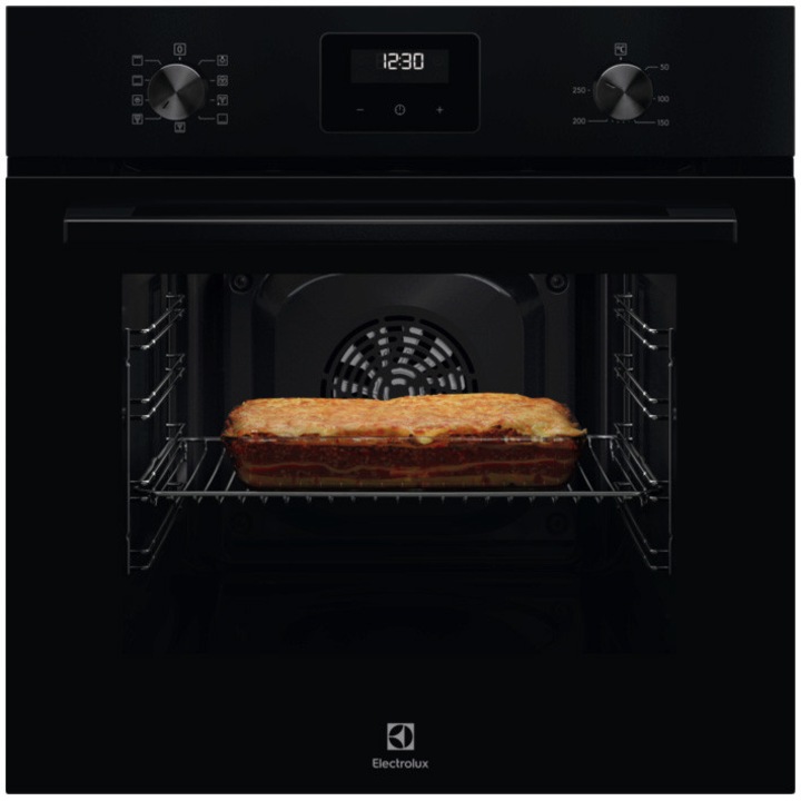 Фурна за вграждане Electrolux LOF3H10BK, Електрически, 65 л, Грил, Телескопичен водач с 1 ниво, Таймер с електронен дисплей, Клас А, Черен