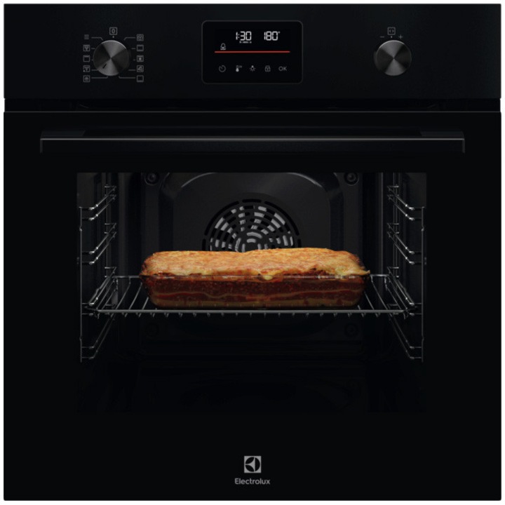 Electrolux LOF4P06BK beépíthető sütő, 65 l, Pirolitikus öntisztítás, Elektronikus kijelzős időzítő, 25 előre beállított program, Grill, Gyerekzár, A+ energiaosztály, Fekete
