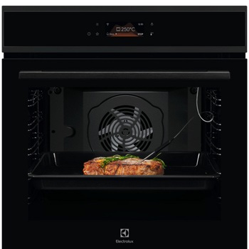 Cuptor incorporabil Electrolux EOE8P39H, 72 l, 171 de programe predefinite, Afisaj digital, Autocuratare pirolitica - 3 moduri, Usa cu 3 straturi de geam, Grill, Senzor gatire, Convectie, Clasa energetica A+, Sticla neagra cu insertie metalica