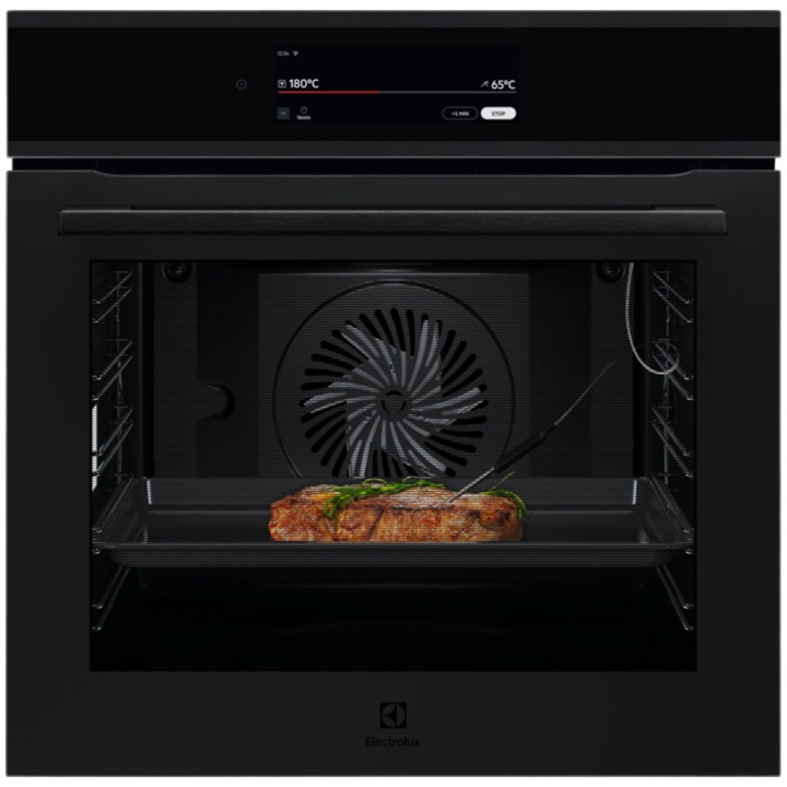 Фурна за вграждане Electrolux EOE9P3ST, 71 л, WI-FI свързаност, 103 предварително зададени програми, Активен TFT (Supex8), Пиролитично самопочистване, Грил, Сензор за готвене, Телескопичен водач с 1 ниво, Конвекция, Енергиен клас A++, Черен мат