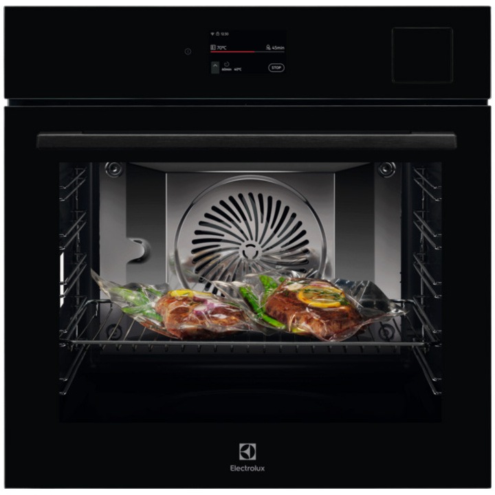 Фурна за вграждане Electrolux LOA9S3XZ, 70 л, Готвене на пара Sous Vide, WI-FI свързаност, TFT Active, Дигитален дисплей, 135 предварително зададени програми, Сензор за готвене, Грил, Тъч контрол, Енергиен клас A++, Черно стъкло