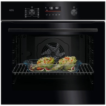 Cuptor incorporabil AEG TU5PB431SB, Electric, 72 l, Conectivitate WI-FI, Autocuratare pirolitica - 3 moduri, 45 de programe predefinite, Afisaj digital, Grill, Ghidaj telescopic pe 1 nivel, Senzor gatire, Clasa eficienta energetica A++, Sticla neagra