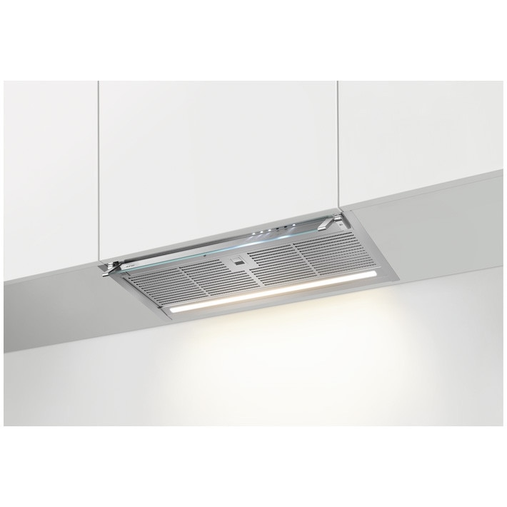 Hota grupata integrata AEG GDE686HM, 60 cm, Conectivitate plita, 1 motor, 3 viteze + intensiv, 1 filtru de aluminiu lavabil, Control electronic, Putere de absorbtie - 750 mc/h, Arg