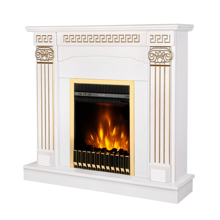 Elektromos kandalló Calisto & Gala gold, Art Flame, 1020x1100x300 mm, 2000 W, Termosztát, 5 lángfényességi szint, Időzítő