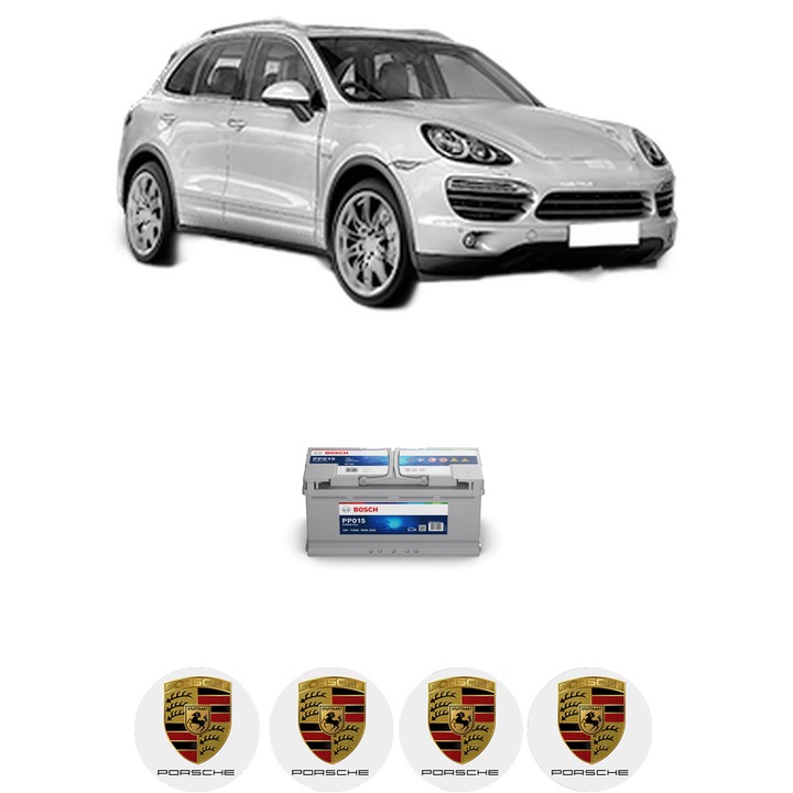 Baterie Acumulator 110 Ah 12 V 950 A PORSCHE CAYENNE (92A) 3.0 Diesel din 2011-2018 KW 180 CP 245 CMC 2967, auto, Bosch, 4x Stickere auto cu PORSCHE