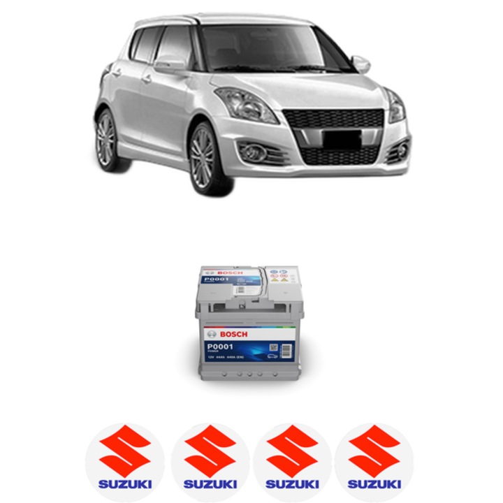 Baterie Acumulator 44 Ah 12 V 440 A SUZUKI SWIFT IV (FZ, NZ) 1.4 (AZH414, AZG414) din 2011 KW 70 CP 95 CMC 1372, auto, Bosch, 4x Stickere auto cu SUZUKI