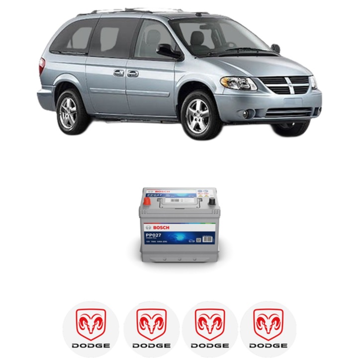 Baterie Acumulator 70 Ah 12 V 540 A DODGE GRAND CARAVAN 3.8 din 2007-2010 KW 142 CP 193 CMC 3778, auto, Bosch, 4x Stickere auto cu DODGE