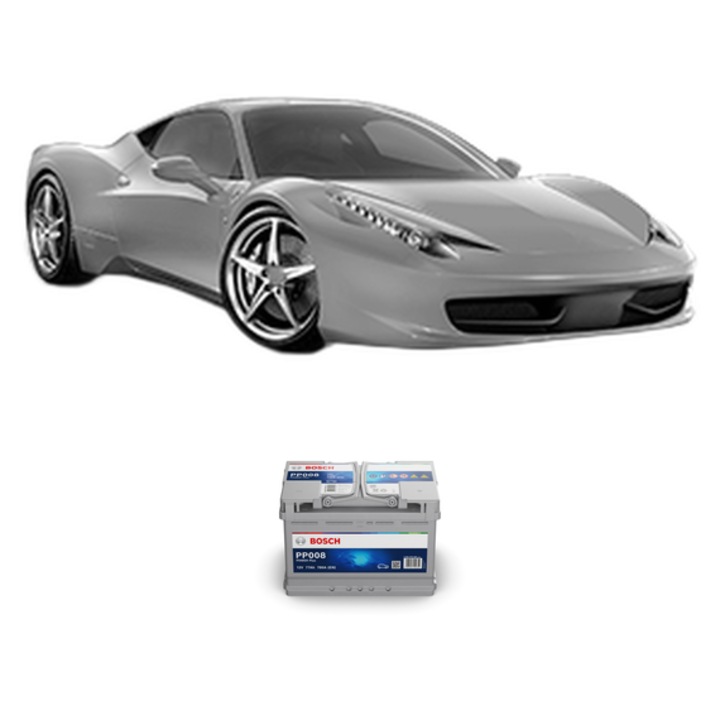 Baterie Acumulator 77 Ah 12 V 780 A FERRARI 458 4.5 din 2013 KW 445 CP 605 CMC 4497, auto, Bosch, 4x Stickere auto cu FERRARI