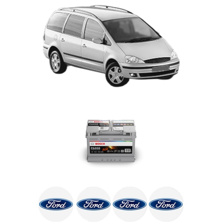Baterie Acumulator 70 Ah 12 V 760 A FORD GALAXY I (WGR) 1.9 TDI din 2003-2006 KW 96 CP 130 CMC 1896, auto, Bosch, 4x Stickere auto cu FORD