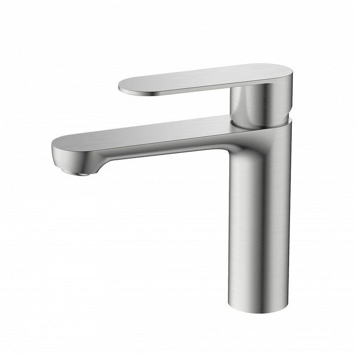 Baterie lavoar, inox/ argintiu periat, inox, cartus ceramic, montare pe blat, Bathrium colectia BOSA