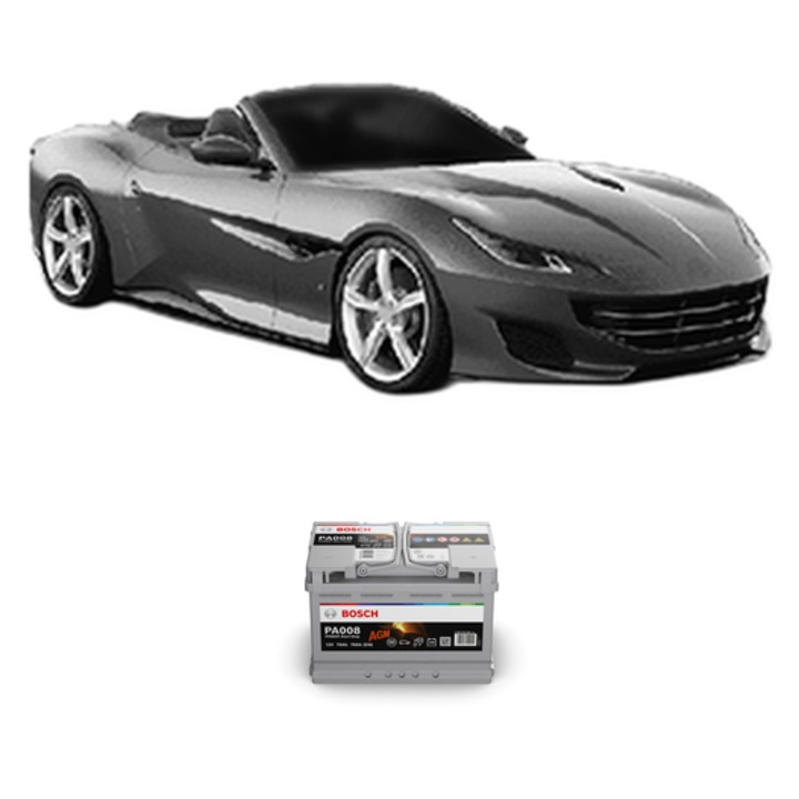 Baterie Acumulator 70 Ah 12 V 760 A FERRARI 812 GTS Spider (F152) 6.5 din 2019 KW 585 CP 795 CMC 6496, auto, Bosch, 4x Stickere auto cu FERRARI
