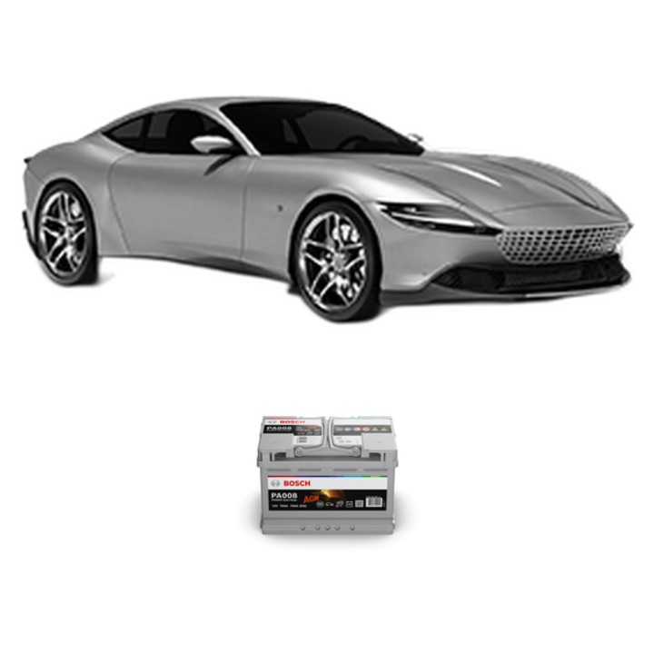 Baterie Acumulator 70 Ah 12 V 760 A FERRARI ROMA 3.9 din 2020 KW 456 CP 620 CMC 3855, auto, Bosch, 4x Stickere auto cu FERRARI