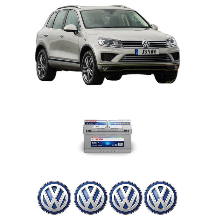 Baterie Acumulator 100 Ah 12 V 830 A Volkswagen TOUAREG (7P5, 7P6) 4.2 V8 FSI din 2011-2018 KW 265 CP 360 CMC 4163, auto, Bosch, 4x Stickere auto cu Volkswagen