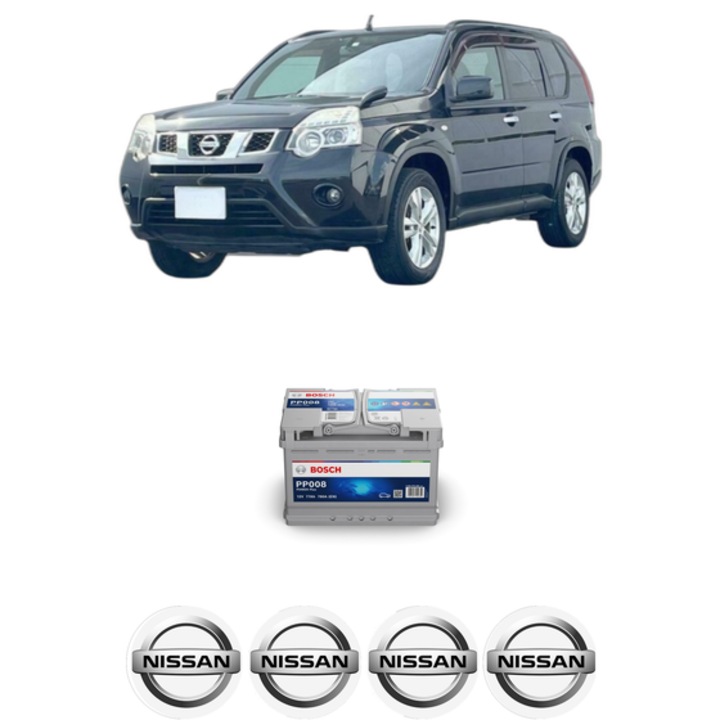 Baterie Acumulator 77 Ah 12 V 780 A NISSAN X-TRAIL VAN (T31) dCi 4x4 din 2013-2014 KW 127 CP 173 CMC 1995, auto, Bosch, 4x Stickere auto cu NISSAN