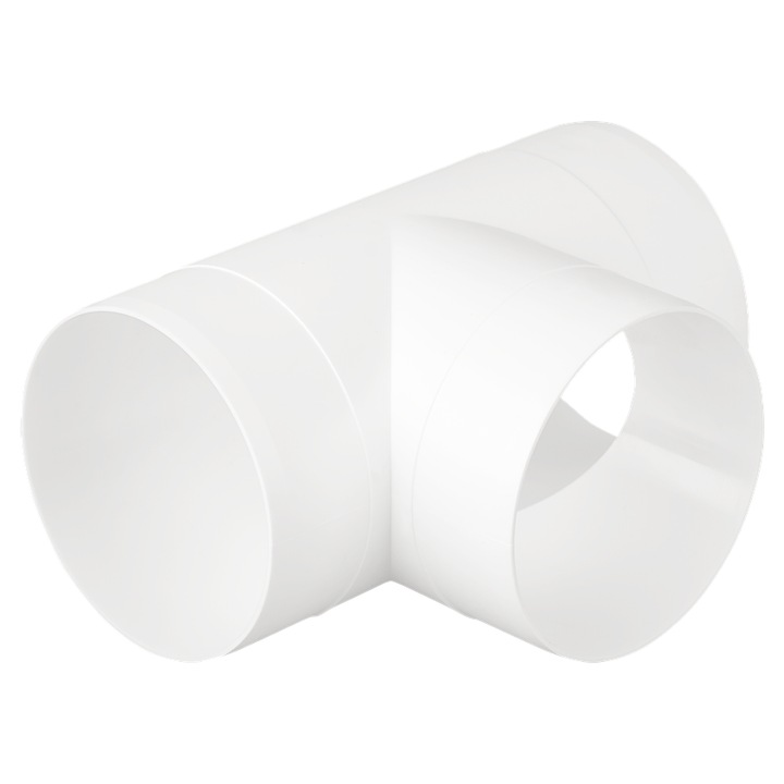 Conector în T pentru canal rotund airRoxy, ф125mm, Alb