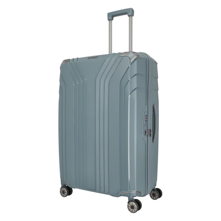 Troller Travelite Elvaa 102l, albastru/gri, 4 roți duble, material polipropilenă