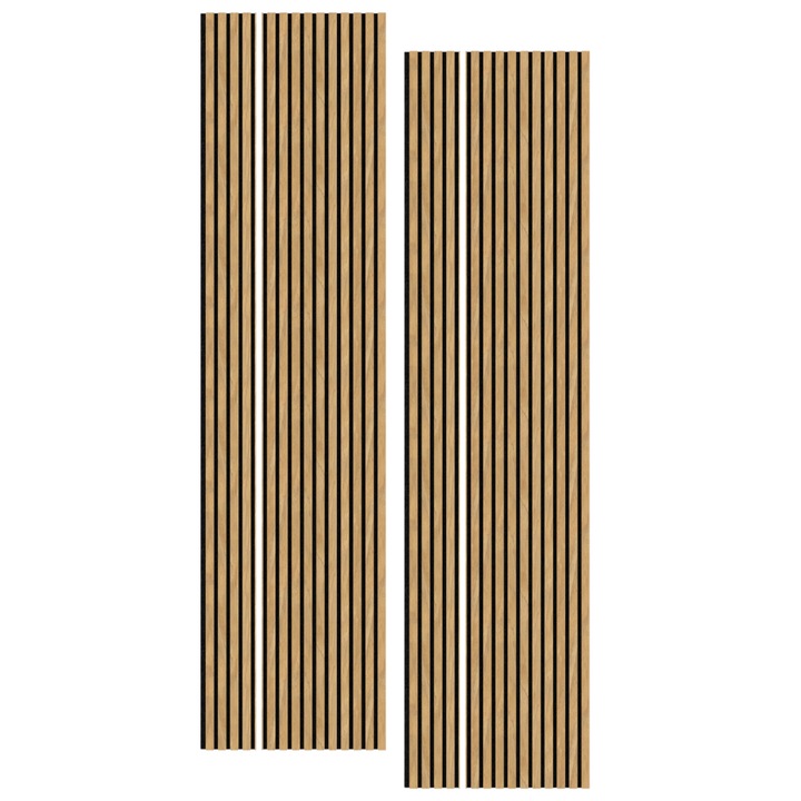 Set 2 panouri Riflaj decorativ LEDLine, Stejar Royal, 2400x600x21 mm, atenuare zgomot 80%
