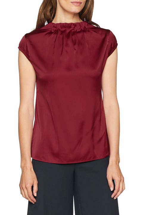 Bluză de damă Comma 900794/4051331900794 10-89, Mânecă scurtă, Cu guler adunat, Bordeaux, 40EU, M/L