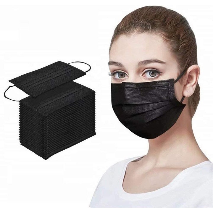 Fekete sebészeti maszk, 100 db