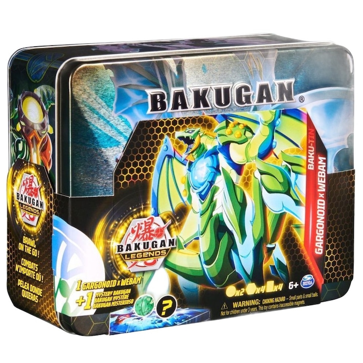 Cutie de Depozitare Baku-Tin Bakugan, multicolor, pentru figurine și cărți, 2 straturi