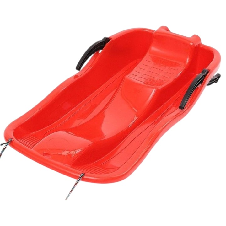 Sanie, din Plastic, cu Frana si Franghie, pentru Adulti si Copii, rezista la 100 kg, 87 x 40 x 17.5 cm, Rosu