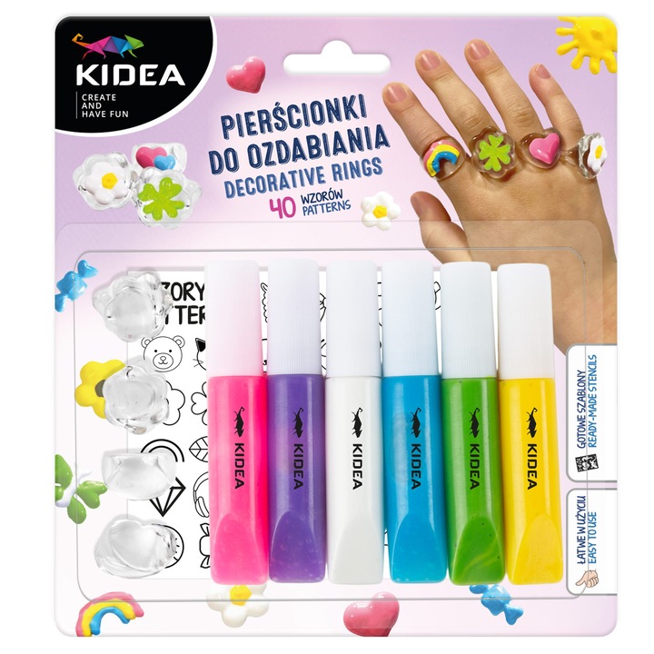 Kit inele pentru copii, Kidea, Multicolor