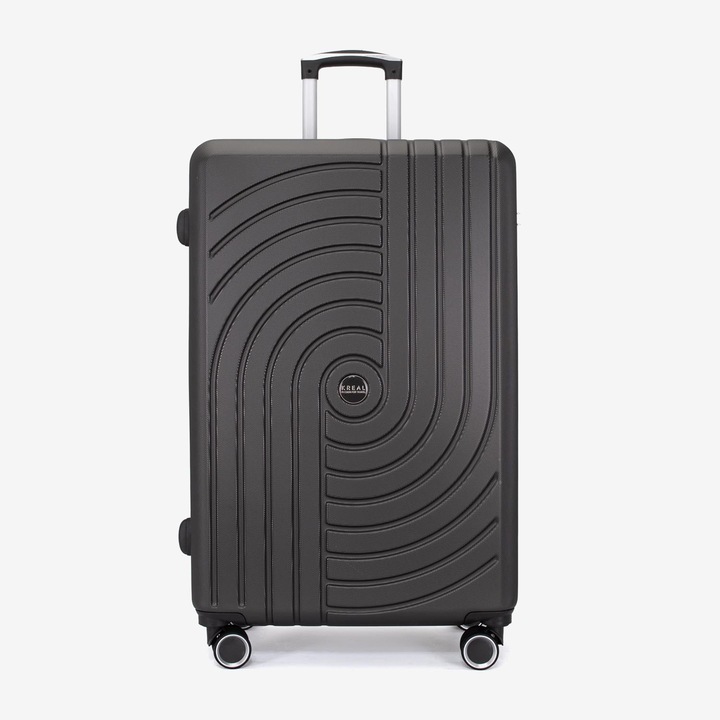 Куфар KREAL Corfu, Голям размер, Шифър, ABS, Тъмно сив, 77x50x29 см