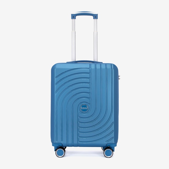 Куфар за ръчен багаж KREAL Corfu, Кабинен багаж, Шифър, ABS, Син, 55x40x20 см