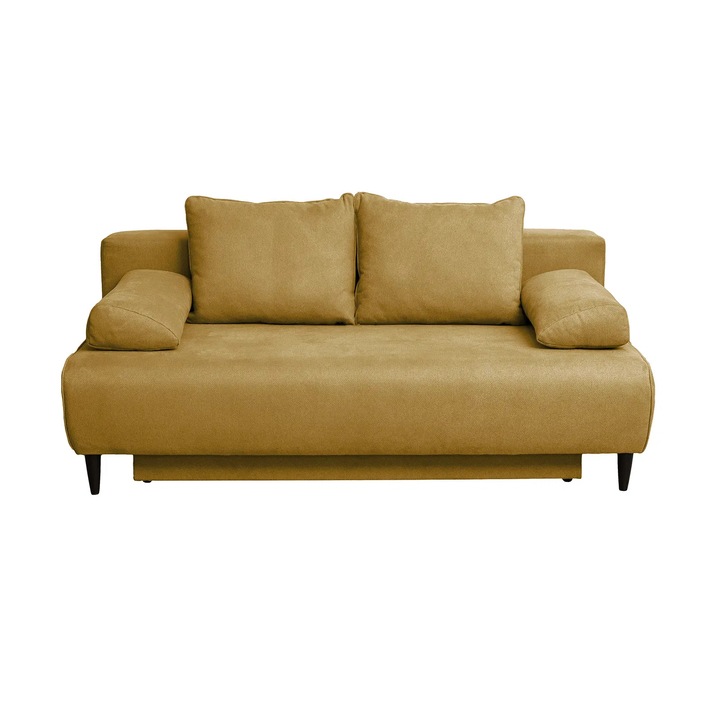 Canapea extensibila Expomob MARIA, 3 locuri, cu arcuri si lada depozitare, dimensiune 195x97x76 cm, culoare galben