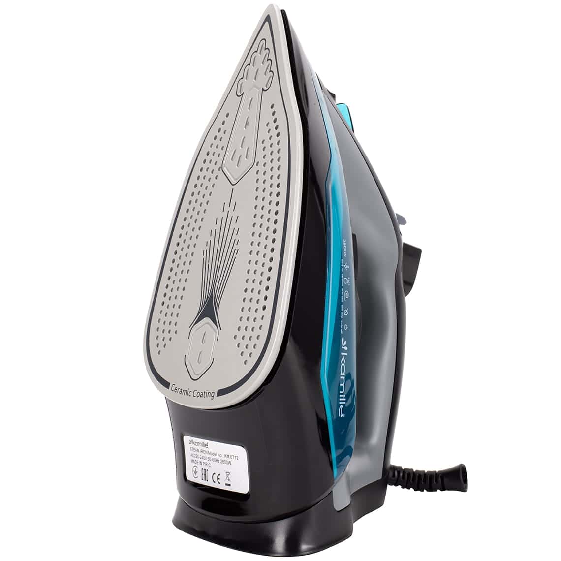 Fier de calcat cu abur Kamille, 2800 W, functie verticala, albastru, talpa ceramica 12, 5x23cm