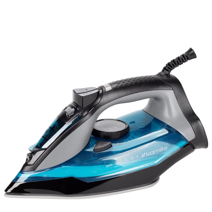 Fier de calcat cu abur 2800 W – Anti-Calc, Anti-Drip, functie verticala, albastru