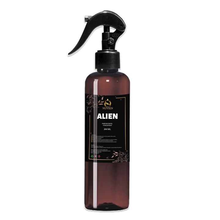 Spray parfumat pentru tesaturi, Nuvien Alien, 200ml, parfum intens, utilizare pe toate tipurile de tesaturi