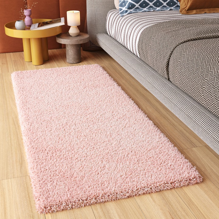 Covor, Tapiso, Essence Cho, 70 x 500 cm, Roz, OEKO-TEX, Inaltime Fir 4 mm, Pentru Living, Dormitor, Hol, Rezistent La UV, Rezistent La Pete, Lavabil, Usor de curatat, Rezistent La Intemperii, Impermeabil, Moale La Atingere