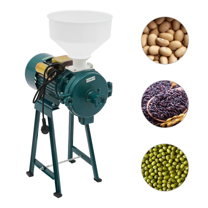 Rasnita electrica pentru cereale, Moara de cereale, Comerciala, 40–60 mesh, Pentru alimente uscate (porumb, orez, grau, boabe de cafea, amidon), Verde militar