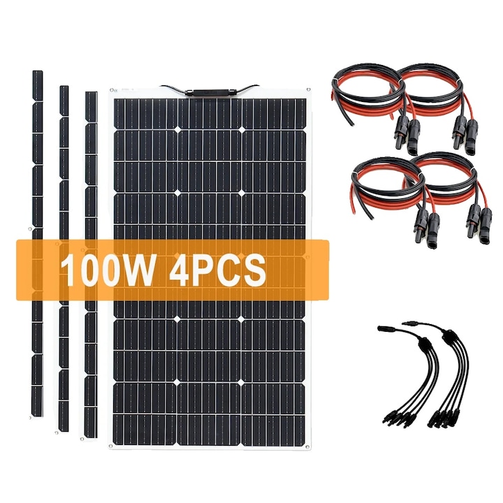 Panou solar, 24% eficienta, design impermeabil, set 4 bucati cu control