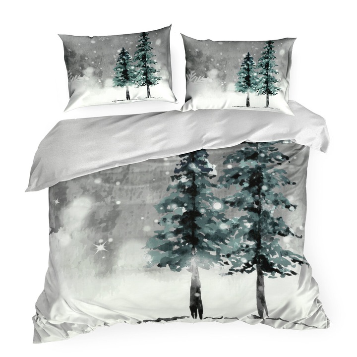 Lenjerie de pat de Craciun FOREST 140 x 200 Eurofirany gri deschis