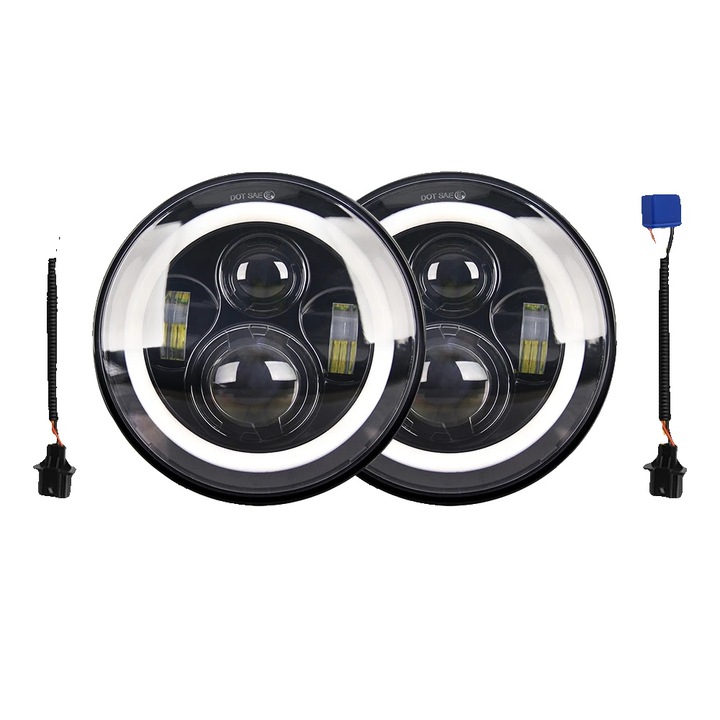 Set proiectoare LED, 4950 lumeni, 7 inch, 6500K, H4-H13