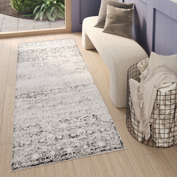 Covor, Tapiso, Sky Cho, 100 x 200 cm, Gri, Inaltime Fir 12 mm, OEKO-TEX, Pentru Living, Dormitor, Rezistent La UV, Rezistent La Pete, Lavabil, Usor de curatat, Rezistent La Intemperii, Impermeabil, Moale La Atingere