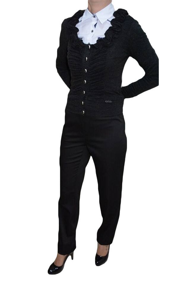 Pantaloni cu buzunare laterale, inchidere cu fermoar,D&J Exclusive, Negru