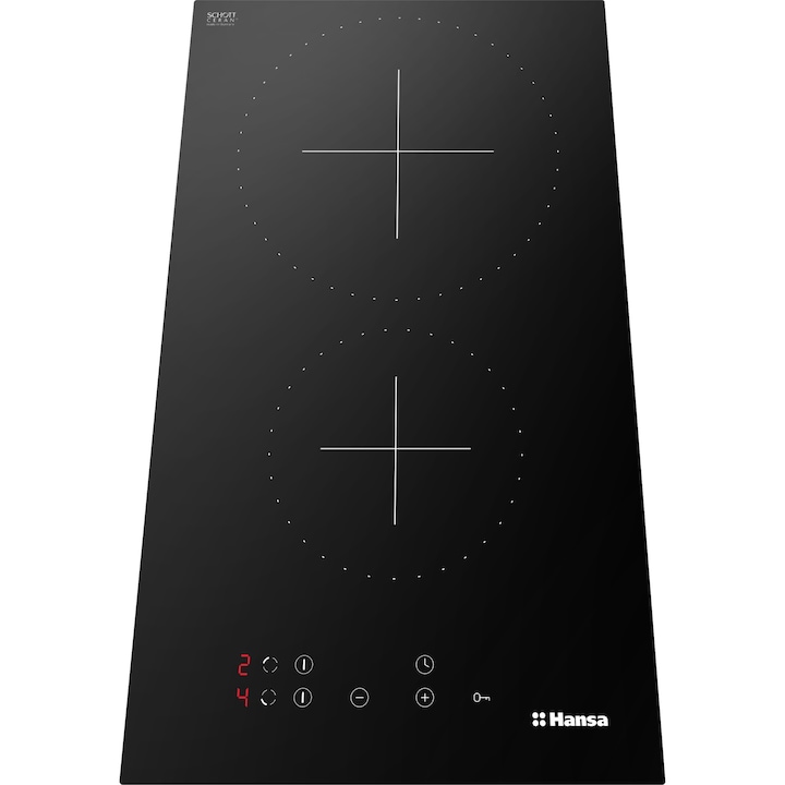 Плот за вграждане Hansa BHC36177, Витрокерамика, 2 зони за готвене, Touch Control, Таймер, 30 см, Черен