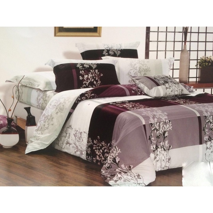 Lenjerie de Pat din Bumbac Finet , 6 piese Mov Pucioasa