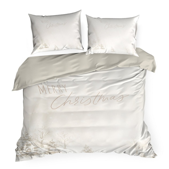 Lenjerie de pat de Craciun SNOWFLAKE 160 x 200 Eurofirany bej