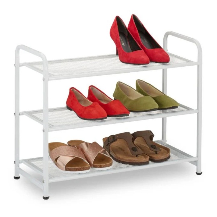 Cipőtartó állvány, B2X, fém, fehér, 58, 5x28x7, 5cm