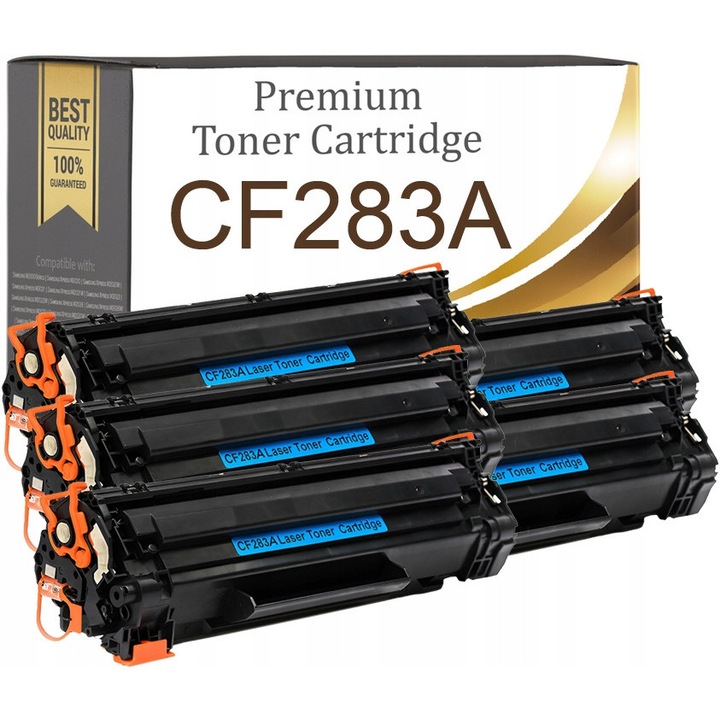 5 db Premium Toner & Ink CF283A (FDRH28V2D4ZR4R) toner szett, kompatibilis HP LaserJet M125/M126/M127/M128/M225/M201 nyomtatókkal, kapacitás ~1500 oldal/toner (5% A4), új chippel, fekete